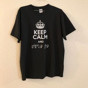 Keep Calm and Sign On XL T-Shirt in ASL